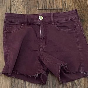American Eagle Maroon Denim Jean Shorts